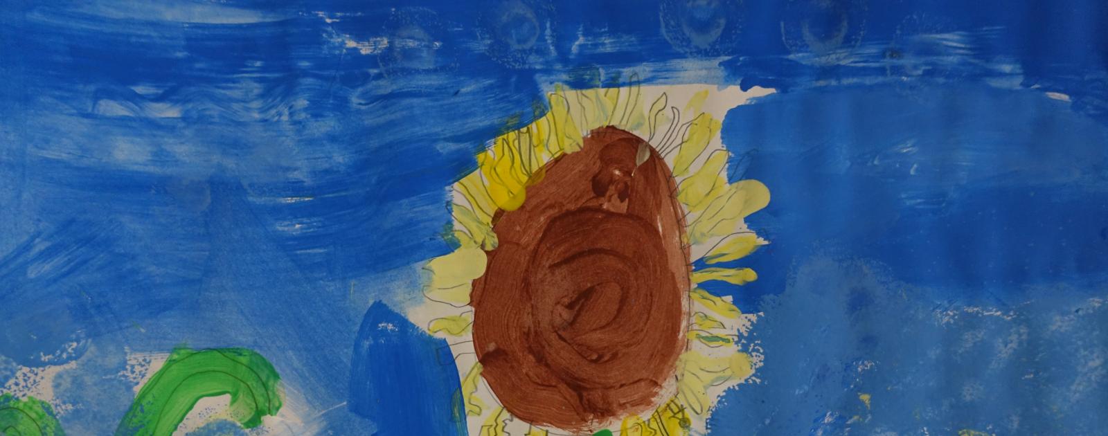 Child's drawing of sunflowers
