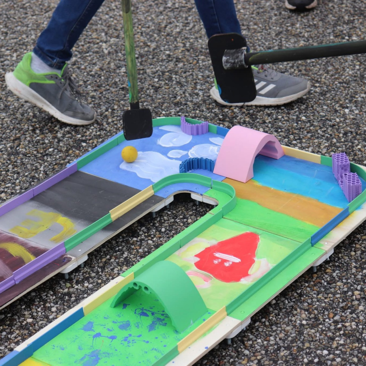 Minigolf track built by kids